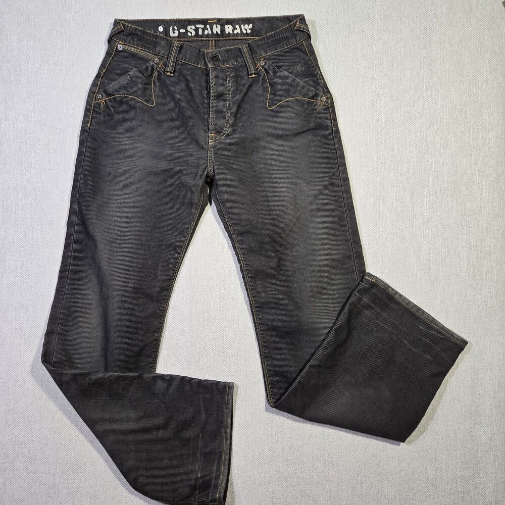 G Star Raw Pant 30 X 32  Corduroy Button Fly Streetwear Y2K 90s Grey FLAWED